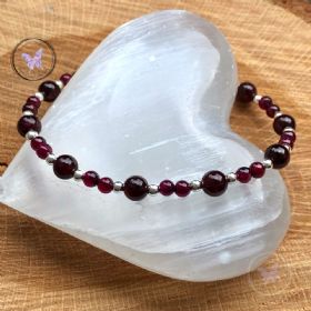 Garnet & Silver Bead Bracelet